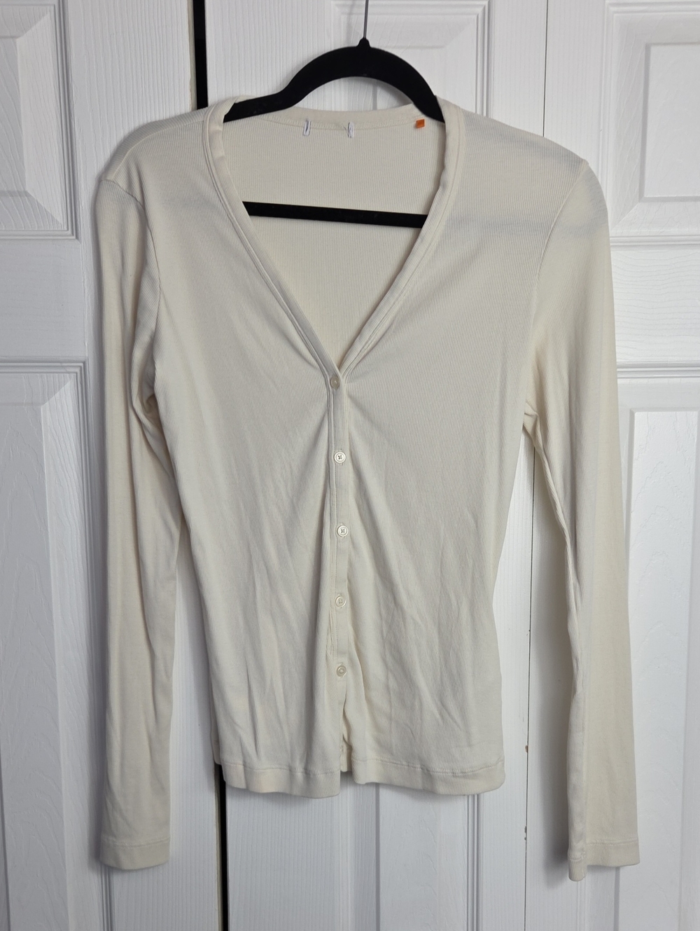 Women's Cream Long-Sleeve Button-Front Shirt